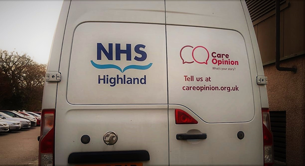 Care Opinion promotion on NHS Highland van