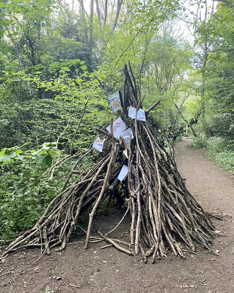 A woodland tribute to the NHS and keyworkers. Credit: Zara Kesterton.