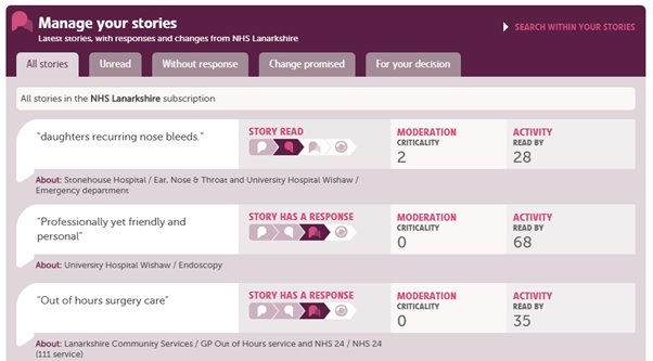 Your stories page