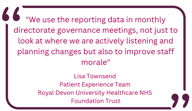 Quote from Lisa Townsend, Patient Experience Team