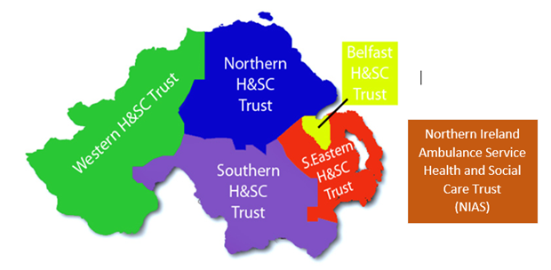 The six Health and Social Care Trusts in Northern Ireland
