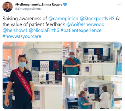 Stockport staff at a Care Opinion information stall in their hospital